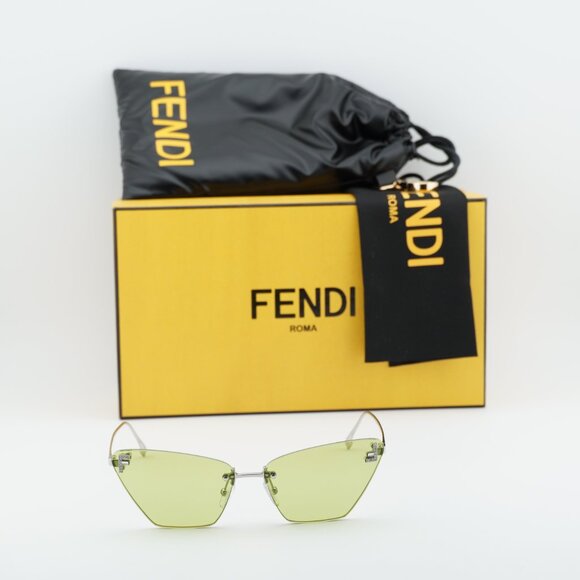 Fendi FE4160US 16N Cat Eye Sunglasses - Silver/Green main image 8